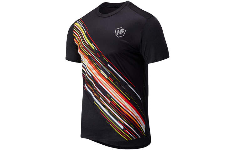 New Balance New Balance T Shirts Men's Black Crew Neck Moderate Straight Fit