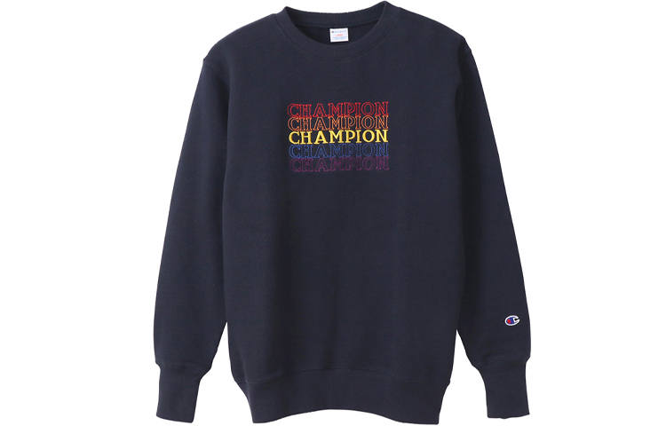 Champion Sports Fleece Lined Sweatshirt Japan Version Men's Dark Blue