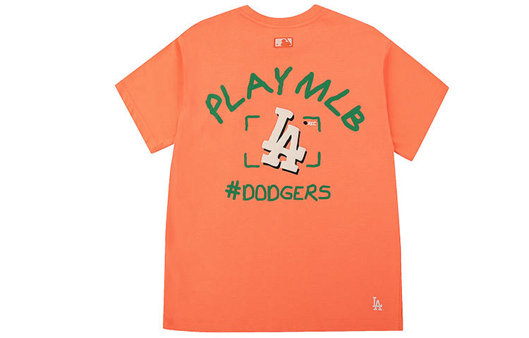 MLB Los Angeles Dodgers T Shirts Unisex Orange Red Crew Neck Moderate Straight Fit