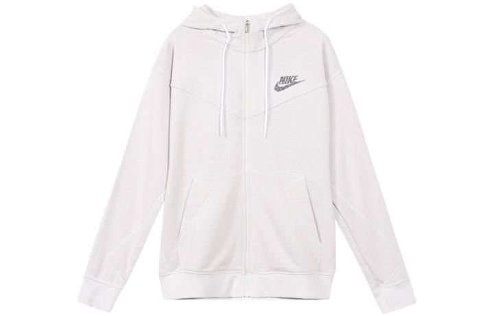 Nike Nike Sweatshirts Men's Gray White Hooded Moderate Cardigan