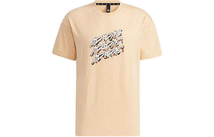 Adidas Adidas T Shirts Men's Amber Yellow Crew Neck Moderate Straight Fit