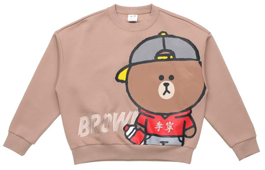 Li-Ning Li Ning X LINE FRIENDS Sweatshirts Unisex Khaki Crew Neck Moderate Regular
