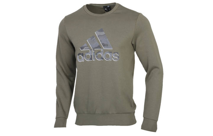 Adidas Adidas Sweatshirts Men's Army Green Crew Neck Moderate Regular