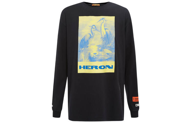 HERON PRESTON T Shirts Men's Black Crew Neck Moderate Straight Fit