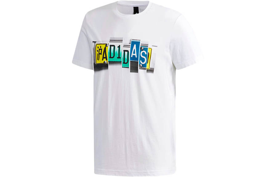 Adidas Adidas T Shirts Men's White Crew Neck Moderate Straight Fit