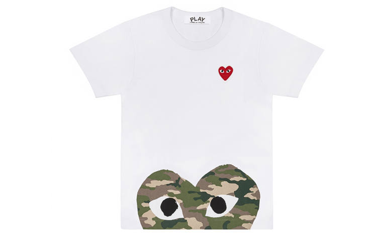 CDG Play T Shirts Men's Crew Neck Moderate Straight Fit