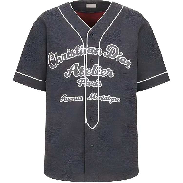 DIOR T Shirts Men's Gray V Neck Moderate Straight Fit