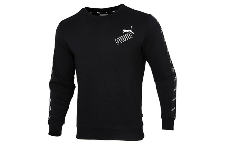 PUMA Sweatshirts Men's Black Crew Neck Moderate Regular