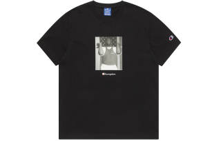 Champion T Shirts Unisex Black Crew Neck Moderate Straight Fit