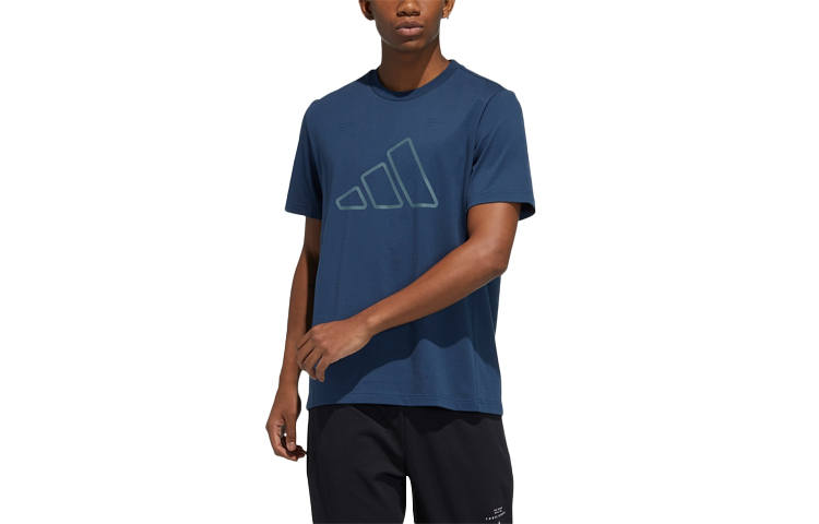 Adidas Adidas T Shirts Men's Navy Blue Crew Neck Moderate Straight Fit