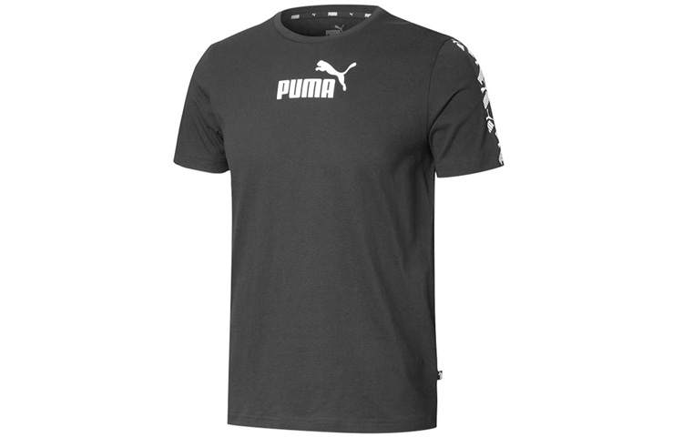PUMA T Shirts Men's Black Crew Neck Moderate Straight Fit