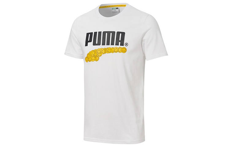 PUMA Club Graphic T Shirts Unisex White Crew Neck Moderate Straight Fit