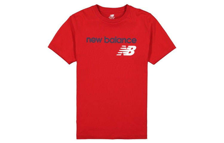 New Balance New Balance T Shirts Men's Red Crew Neck Moderate Straight Fit