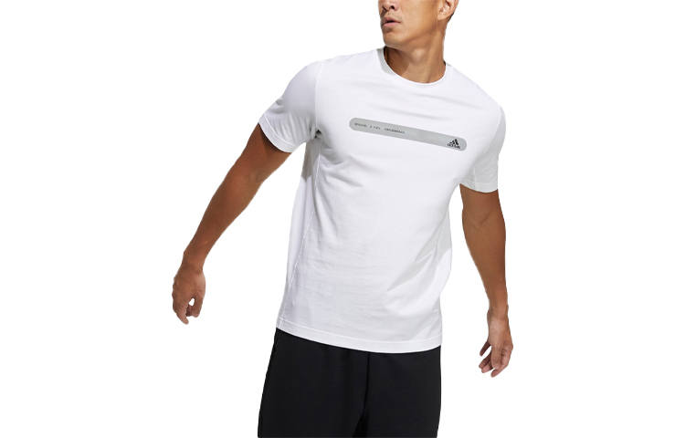 Adidas Adidas T Shirts Men's White Crew Neck Moderate Straight Fit