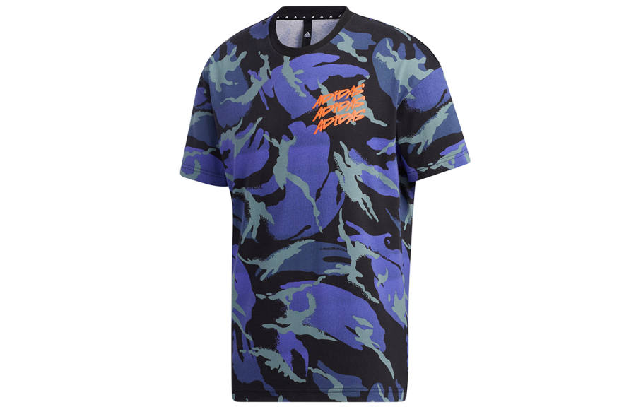 Adidas Adidas T Shirts Men's Blue Crew Neck Moderate Straight Fit