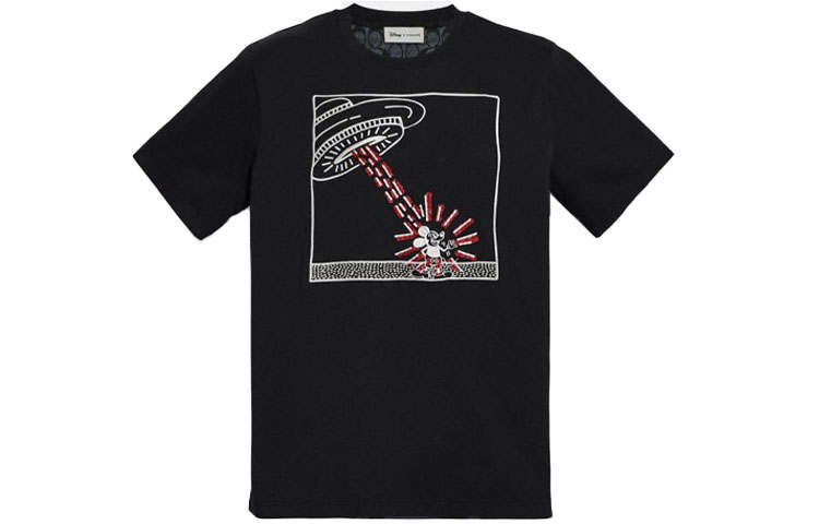 COACH X Disney T Shirts Men's Black Crew Neck Moderate Straight Fit