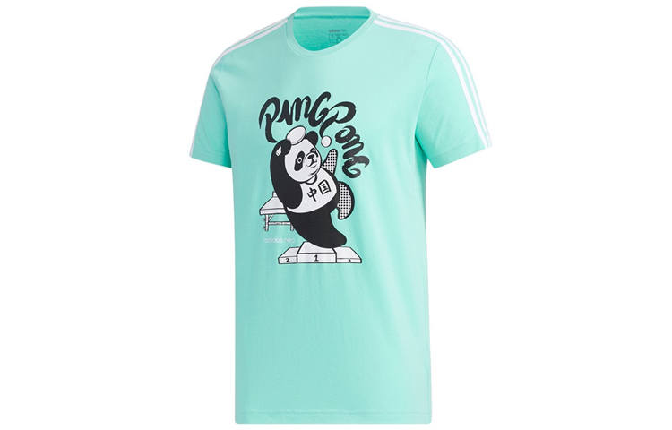 Adidas Neo T Shirts Men's Teal Crew Neck Moderate Straight Fit