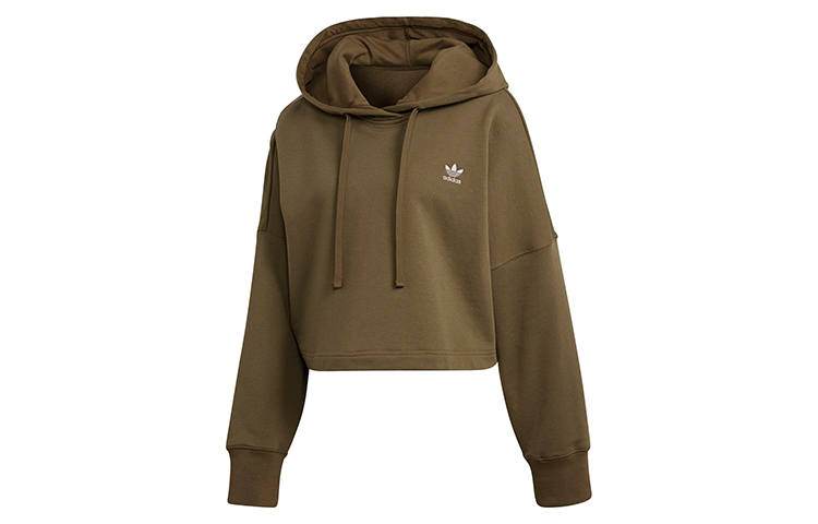 Adidas Originals Complements Sweatshirts Unisex Olive Green Hooded Moderate Regular