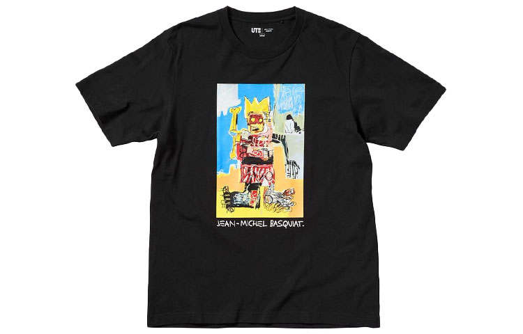 UNIQLO X Jean Michel Basquiat Collaboration T Shirts Unisex Black Crew Neck Moderate Straight Fit
