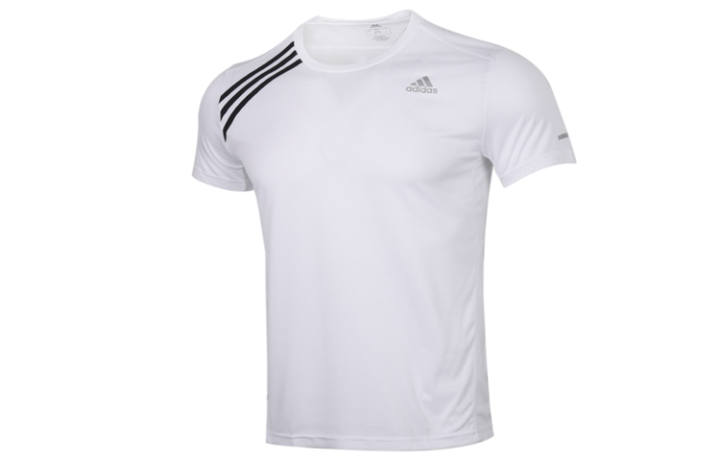 Adidas Adidas T Shirts Men's White Crew Neck Moderate Straight Fit