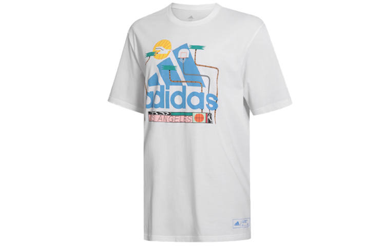 Adidas Adidas T Shirts Men's White Crew Neck Moderate Straight Fit