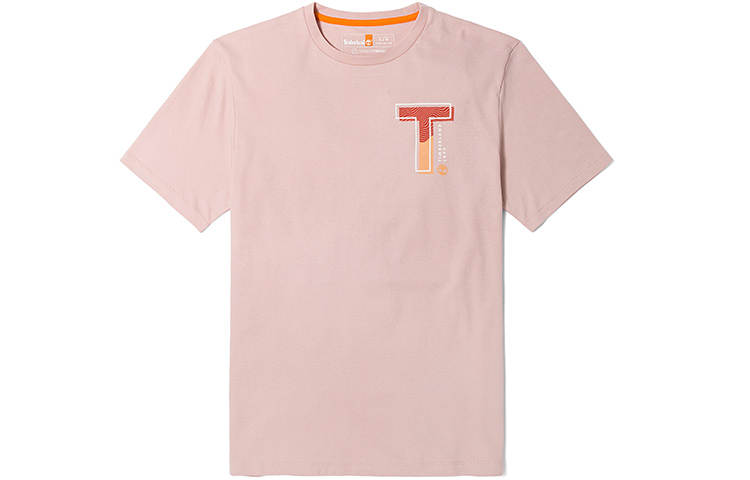 Timberland T Shirts Men's Light Pink Crew Neck Regular Straight Fit