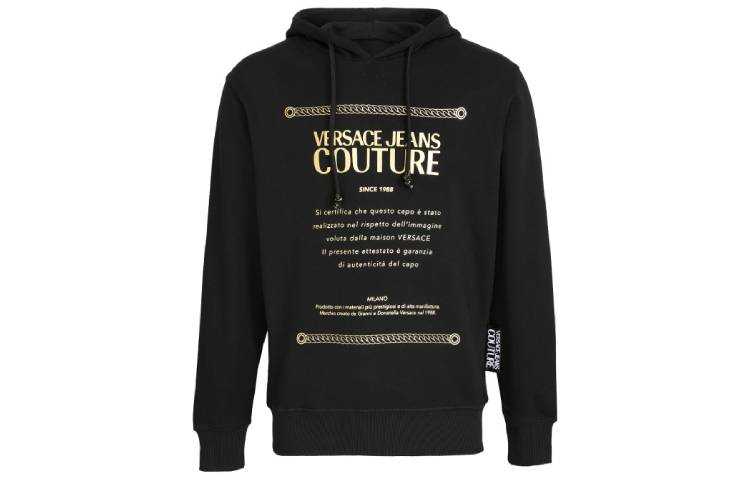 VERSACE JEANS COUTURE Sweatshirts Men's Black Hooded Moderate Regular