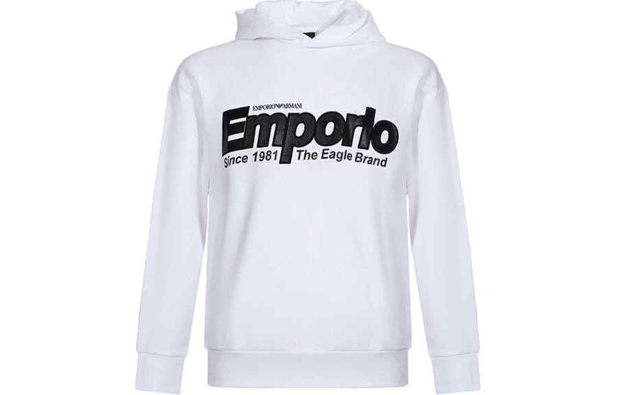 EMPORIO ARMANI Sweatshirts Men's White Hooded Moderate Regular