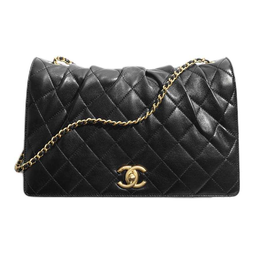 CHANEL Lambskin Shoulder Bag Large Women's Black