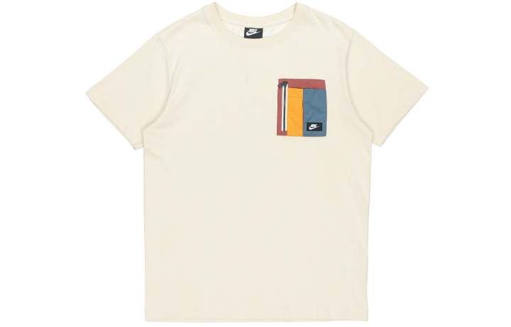 Nike Nike T Shirts Men's Fossil Gray Crew Neck Moderate Straight Fit