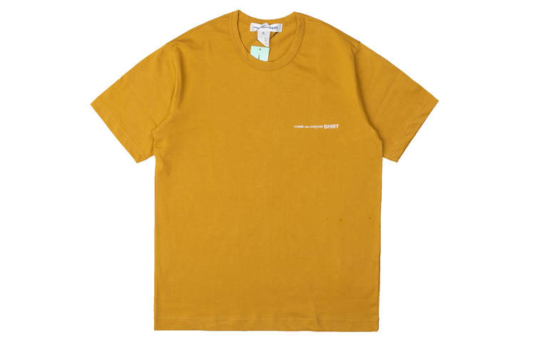 CDG T Shirts Men's Yellow Crew Neck Moderate Straight Fit