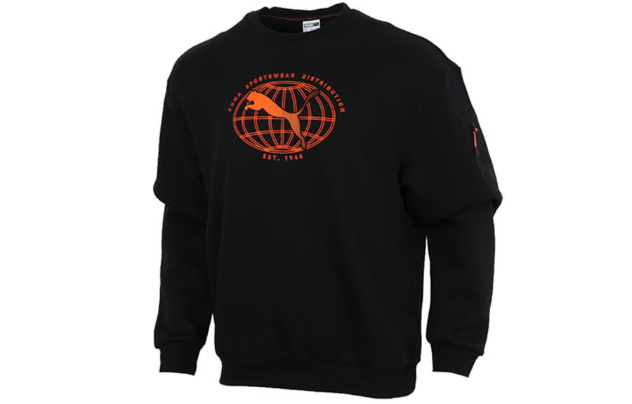 PUMA PUMA Sweatshirts Men's Black Crew Neck Thickened Regular