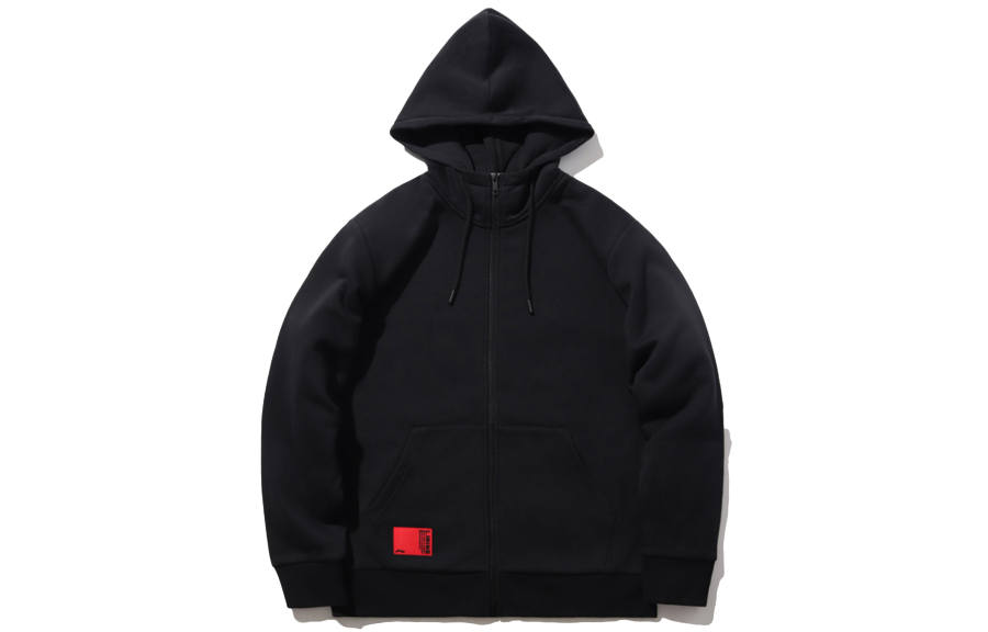 Li-Ning Li Ning Sweatshirts Men's New Standard Black 7 Hooded Moderate Cardigan