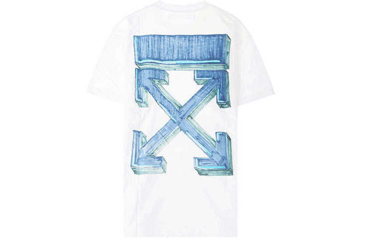 OFF-WHITE OFF WHITE Marker Blue Arrows Oversized Tee