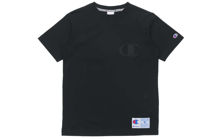 Champion Men Embroidered Logo Short Sleeve T-Shirt Japan Edition Black