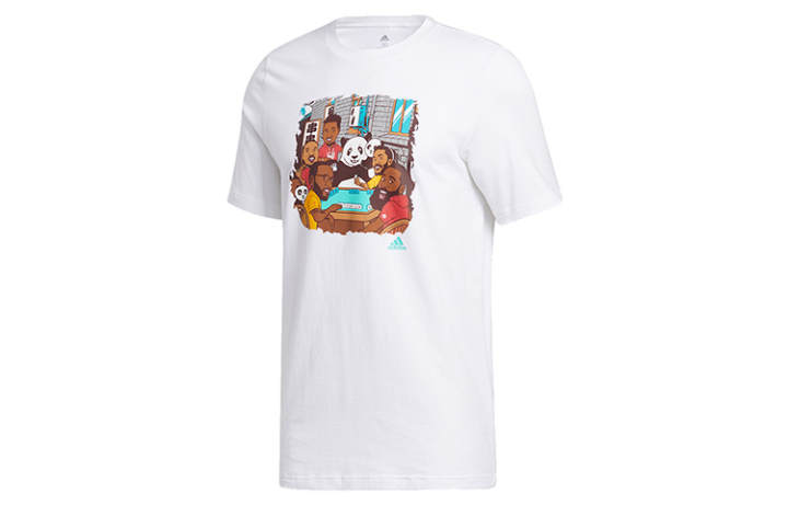 Adidas Adidas T Shirts Men's White Crew Neck Moderate Straight Fit