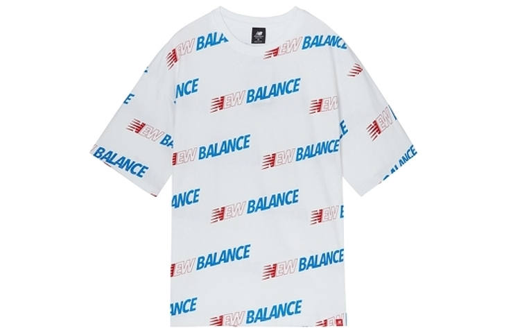 New Balance New Balance T Shirts Men's White Crew Neck Moderate Straight Fit