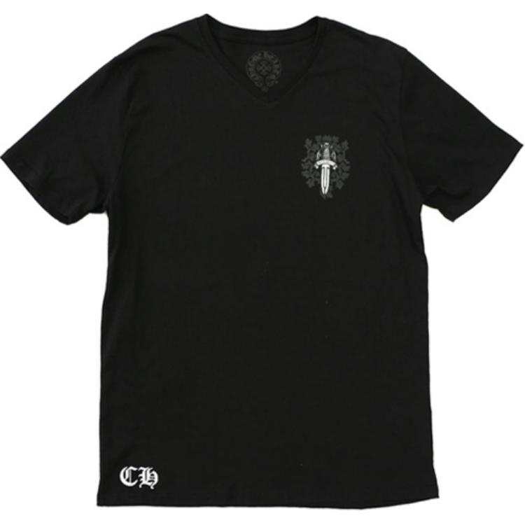 Chrome Hearts Agger V Neck Short Sleeve T Shirt Black T Shirt Unisex Black