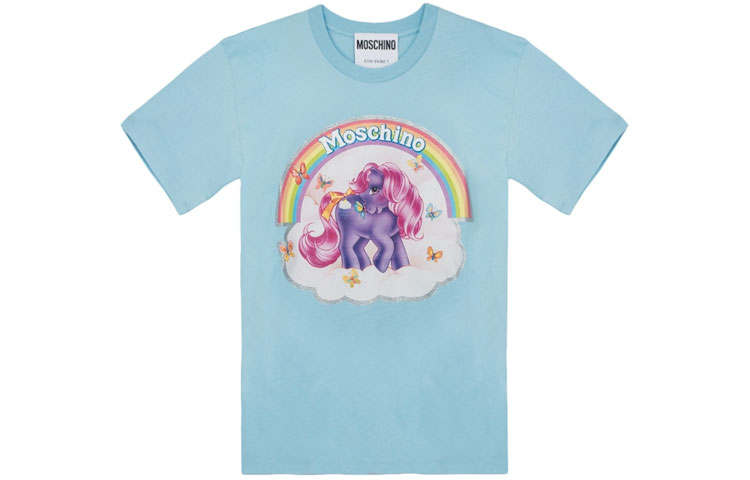 MOSCHINO T Shirts Unisex Blue Crew Neck Moderate Straight Fit