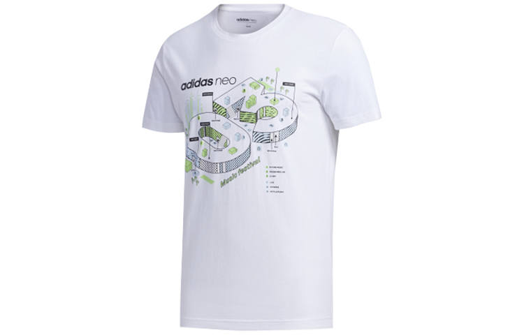 Adidas Neo T Shirts Men's White Crew Neck Moderate Straight Fit