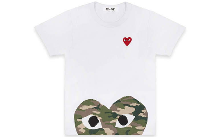 CDG Play T Shirts Men's Crew Neck Moderate Straight Fit