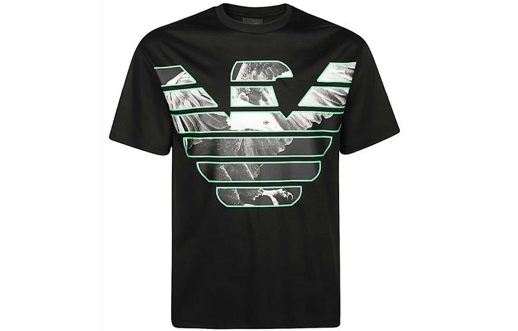 EMPORIO ARMANI T Shirts Men's Black Crew Neck Moderate Straight Fit