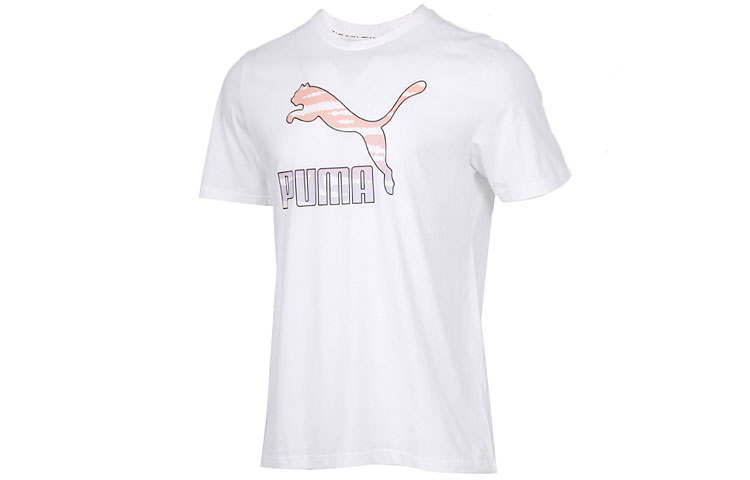 PUMA T Shirts Men's White Crew Neck Moderate Straight Fit