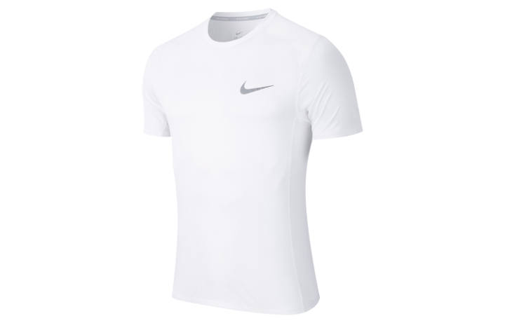 Nike Nike MILER T Shirts Men's White Crew Neck Moderate Straight Fit