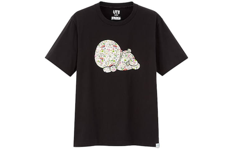 UNIQLO T Shirts Unisex Black Crew Neck Moderate Straight Fit
