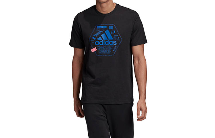 Adidas Adidas T Shirts Men's Black Crew Neck Moderate Straight Fit