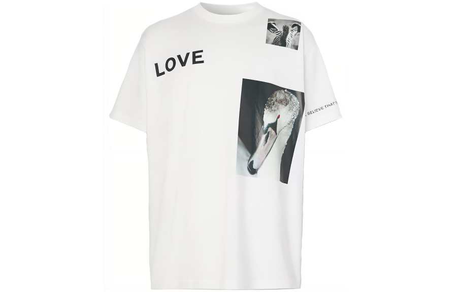 Burberry T Shirts Men's White Crew Neck Moderate