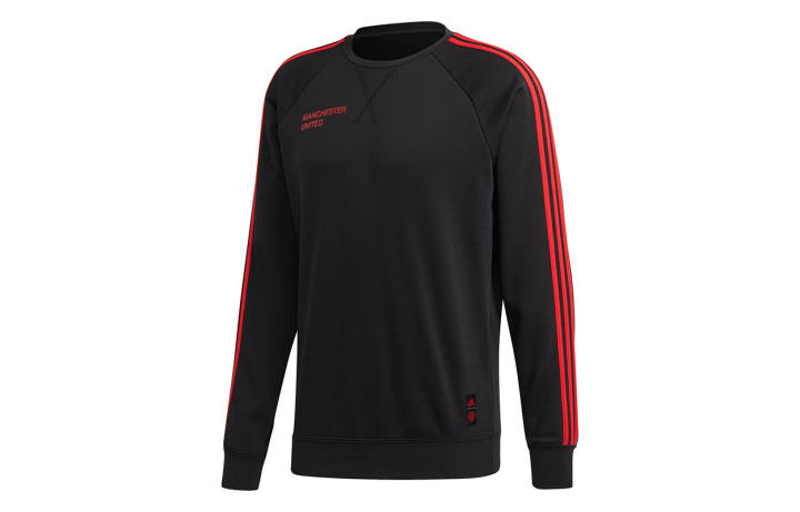 Adidas Adidas Manchester United Sweatshirts Men's Black Crew Neck Moderate Regular