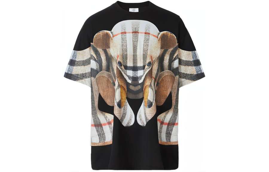 Burberry Burberry Daryl Check Thomas Bear Cotton Tee Black