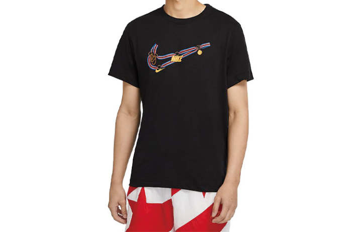 Nike Nike T Shirts Men's Black Crew Neck Moderate Straight Fit